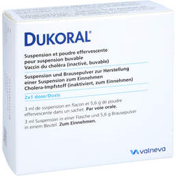 Abbildung: Dukoral Suspension und Brausepulver 2X1 St, Suspension zum Einnehmen PZN 18259313