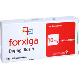Abbildung: Forxiga 10 mg Filmtabletten 30 St, Filmtabletten PZN 18259655