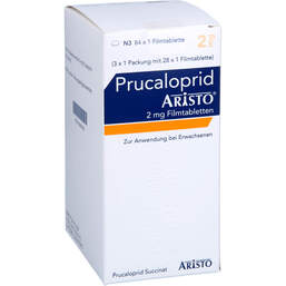 Abbildung: Prucaloprid Aristo 2 mg Filmtabletten 84 St, Filmtabletten PZN 18260523