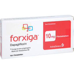 Abbildung: Forxiga 10 mg Filmtabletten 10 St, Filmtabletten PZN 18262226
