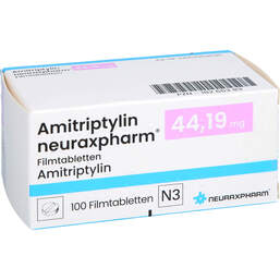 Abbildung: Amitriptylin neuraxpharm 44,19 mg Filmtabletten 100 St, Filmtabletten PZN 18265383