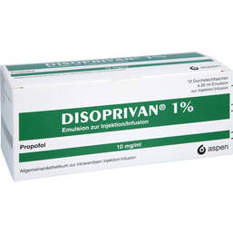 Abbildung: Disoprivan 1% Emulsion zur Injektion / Infusion Dsfl 10X20 ml, Emulsion PZN 18268269