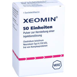 Abbildung: Xeomin 50 Einheiten Pulver zur Herstellung einer Injektion -Lösung  1 St, Pulver zur Herstellung einer Injektionslösung PZN 18268476
