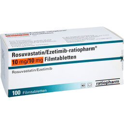 Abbildung: Rosuvastatin / Ezetimib-ratiopharm 10 mg / 10 mg Fta 100 St, Filmtabletten PZN 18274531