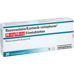 Abbildung: Rosuvastatin / Ezetimib-ratiopharm 20 mg / 10 mg Fta 30 St, Filmtabletten PZN 18274548