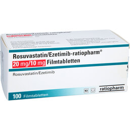 Abbildung: Rosuvastatin / Ezetimib-ratiopharm 20 mg / 10 mg Fta 100 St, Filmtabletten PZN 18274560