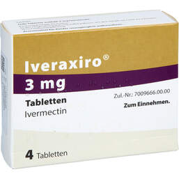 Abbildung: Iveraxiro 3 mg Tabletten 4 St, Tabletten PZN 18290464