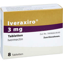 Abbildung: Iveraxiro 3 mg Tabletten 8 St, Tabletten PZN 18290470