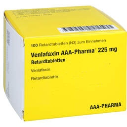 Abbildung: Venlafaxin AAA-Pharma 225 mg Retardtabletten 100 St, Retard-Tabletten PZN 18300441