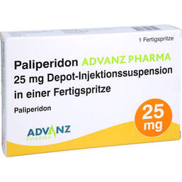 Abbildung: Paliperidon Advanz Pharma 25mg Depot-Injektionssuspension FS 1 St, Depot-Injektionssuspension PZN 18302351