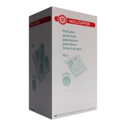 Abbildung: Mulltupfer-steril Drm.3,0 cm P5 15X5 St, Tupfer PZN 18307101 