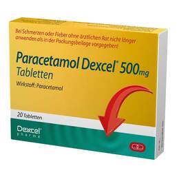 Abbildung: Paracetamol Dexcel 500 mg Tabletten 20 St, Tabletten PZN 18311203