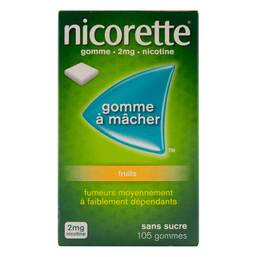 Abbildung: Nicorette Kaugummi 2 mg freshfruit 105 St, Kaugummi PZN 18312740