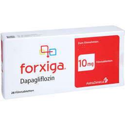 Abbildung: Forxiga 10 mg Filmtabletten 28 St, Filmtabletten PZN 18316092