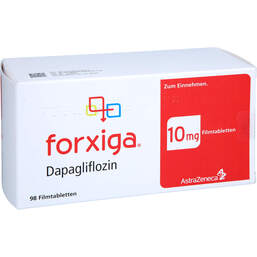 Abbildung: Forxiga 10 mg Filmtabletten 98 St, Filmtabletten PZN 18317393