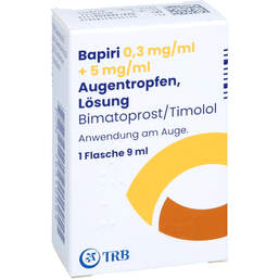 Abbildung: Bapiri 0,3 mg / ml + 5 mg / ml Augentropfen Lösung 1X9 ml, Augentropfen PZN 18318984