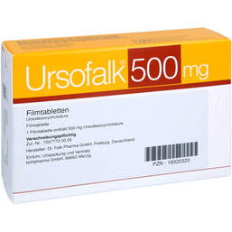 Abbildung: Ursofalk 500 mg Filmtabletten 100 St, Filmtabletten PZN 18320320