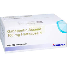 Abbildung: Gabapentin Ascend 100 mg Hartkapseln 200 St, Hartkapseln PZN 18325398