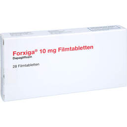 Abbildung: Forxiga 10 mg Filmtabletten 28 St, Filmtabletten PZN 18329775