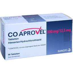 Abbildung: Coaprovel 300 mg / 12,5 mg Tabletten 98 St, Tabletten PZN 18332978