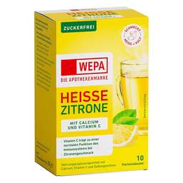Abbildung: Wepa heiße Zitrone + Vitamin C + Calcium zuckerfrei Pulver 10X10 g, Pulver PZN 18336976