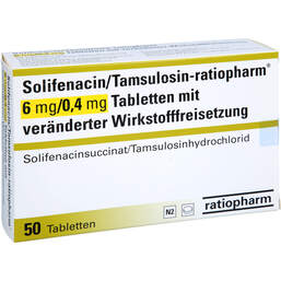 Abbildung: Solifenacin / Tamsulosin-ratiopharm 6 mg / 0,4 mg Tvw 50 St, Tablette mit veränderter Wirkstofffreisetzung PZN 18337378