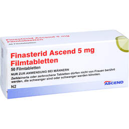 Abbildung: Finasterid Ascend 5 mg Filmtabletten 50 St, Filmtabletten PZN 18338490