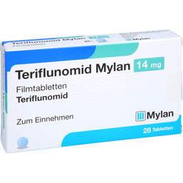 Abbildung: Teriflunomid Mylan 14 mg Filmtabletten 28 St, Filmtabletten PZN 18361069