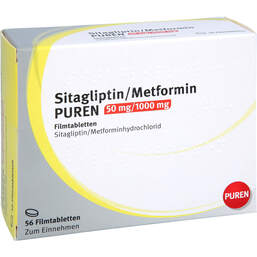 Abbildung: Sitagliptin / Metformin Puren 50 mg / 1000 mg Filmtab. 56 St, Filmtabletten PZN 18361879