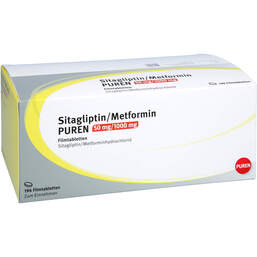 Abbildung: Sitagliptin / Metformin Puren 50 mg / 1000 mg Filmtab. 196 St, Filmtabletten PZN 18361885