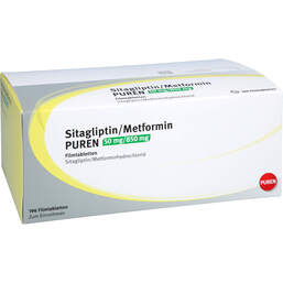 Abbildung: Sitagliptin / Metformin Puren 50 mg / 850 mg Filmtabletten 196 St, Filmtabletten PZN 18361922