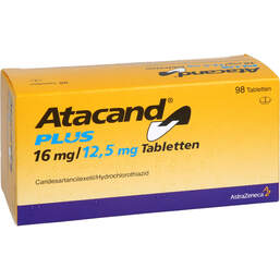 Abbildung: Atacand Plus 16 mg / 12,5 mg Tabletten 98 St, Tabletten PZN 18364530