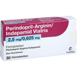 Abbildung: Perindopril-Arginin / Indapam.Viat.2,5mg / 0,625mg Fta 30 St, Filmtabletten PZN 18364748