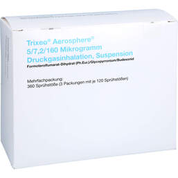 Abbildung: Trixeo Aerosphere 5 / 7,2 / 160µg Druckgasinh.120ED 3 St, Dosieraerosol PZN 18368999