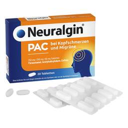 Abbildung: Neuralgin® PAC bei Kopfschmerzen und Migräne Tabletten 20 St, Tabletten PZN 18373753