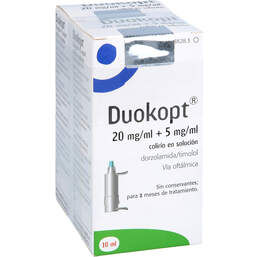Abbildung: Duokopt 20 mg / ml + 5 mg / ml Augentropfen 2X10 ml, Augentropfen PZN 18374095