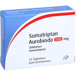 Abbildung: Sumatriptan Aurobindo 100 mg Tabletten 12 St, Tabletten PZN 18376154