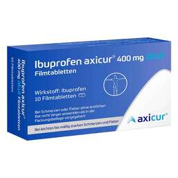 Abbildung: Ibuprofen axicur® 400 mg akut Filmtabletten 10 St, Filmtabletten PZN 18379477