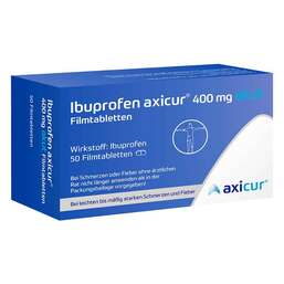 Abbildung: Ibuprofen axicur® 400 mg akut Filmtabletten 50 St, Filmtabletten PZN 18379508