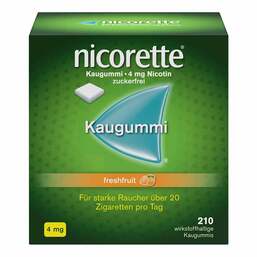Abbildung: nicorette® Kaugummi freshfruit, 4 mg Nikotin 210 St, Kaugummi PZN 18379804