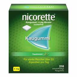 Abbildung: nicorette® Kaugummi freshmint, 4 mg Nikotin 210 St, Kaugummi PZN 18379810