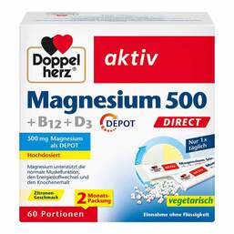 Abbildung: Doppelherz Magnesium 500 + B12 + D3 Depot Direct Pell. 60 St, Pellets PZN 18390645