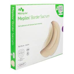 Abbildung: Mepilex Border Sacrum Schaumverband 15x15 cm steril 5 St, Verband PZN 18395766