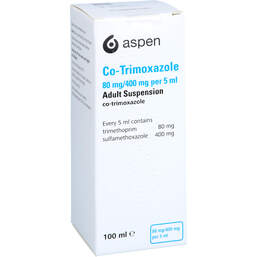 Abbildung: CO-Trimoxazole 80mg / 400mg per 5ml Adult Suspension UK 100 ml, Suspension zum Einnehmen PZN 18398598