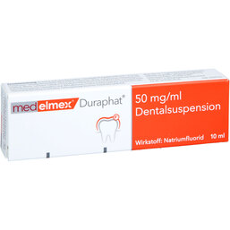 Abbildung: Medelmex Duraphat 50 mg / ml Dentalsuspension 10 ml, Suspension PZN 18399155