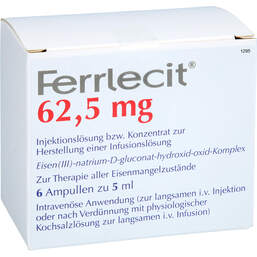Abbildung: Ferrlecit 62,5 mg Ampullen 6X5 ml, Ampullen PZN 18405447