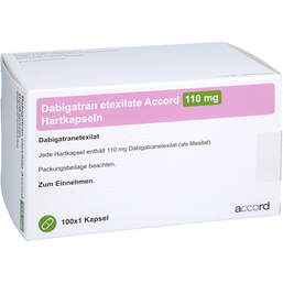 Abbildung: Dabigatran etexilate Accord 110 mg Hartkapseln 100X1 St, Hartkapseln PZN 18407475
