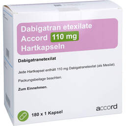 Abbildung: Dabigatran etexilate Accord 110 mg Hartkapseln 180X1 St, Hartkapseln PZN 18407481