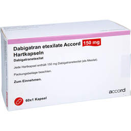 Abbildung: Dabigatran etexilate Accord 150 mg Hartkapseln 60X1 St, Hartkapseln PZN 18407498