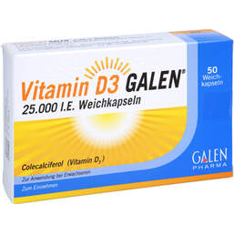 Abbildung: Vitamin D3 Galen 25.000 I.E. Weichkapseln 50 St, Weichkapseln PZN 18408724